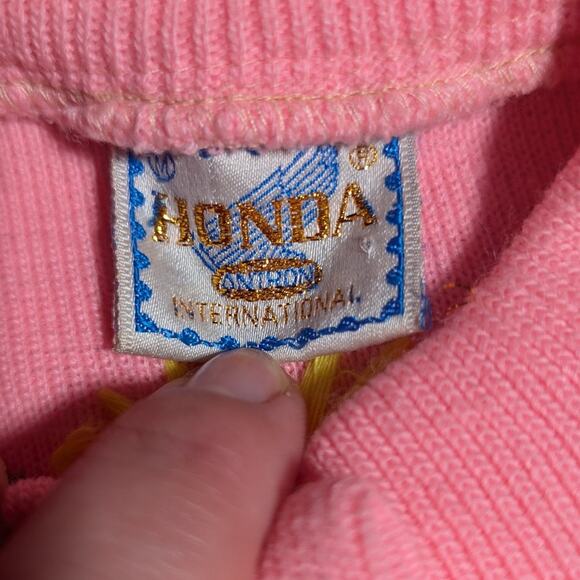 Vtg 1960s Honda International Pink Floral Embroidered Button Up Cardigan Sz M - Picture 4 of 5